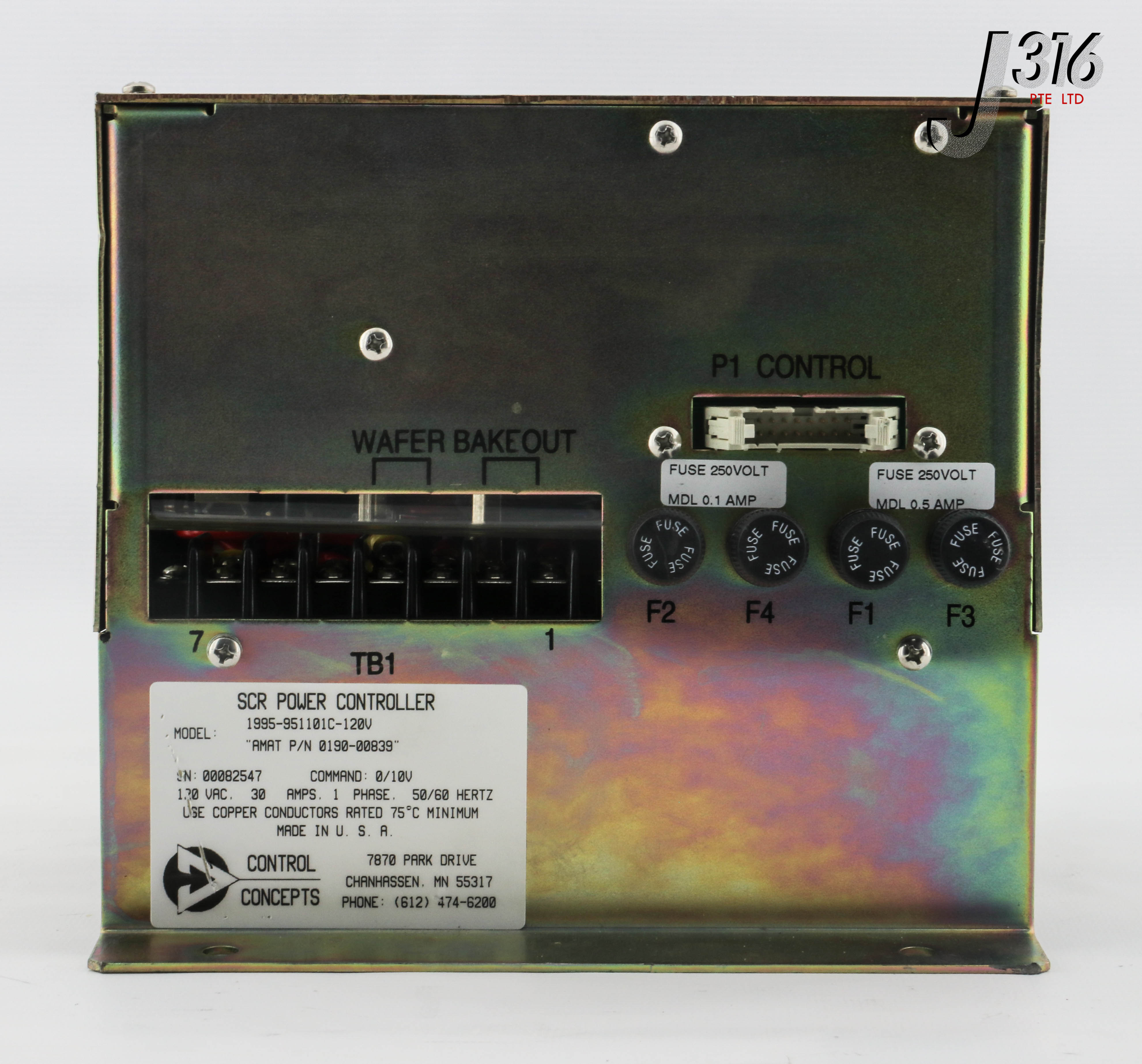 26183 CONTROL CONCEPTS SCR POWER CONTROLLER, AMAT 019000839 1995951101C120V J316Gallery